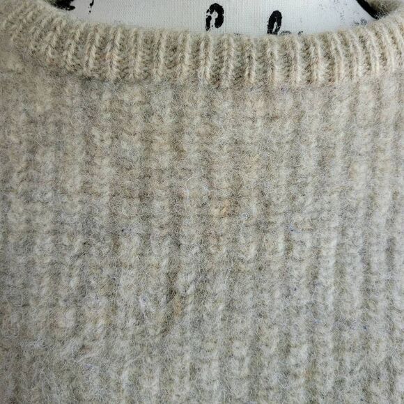 Vintage Pause one size 100% shetland wool taupe cream gorpcore lagom - Picture 4 of 10